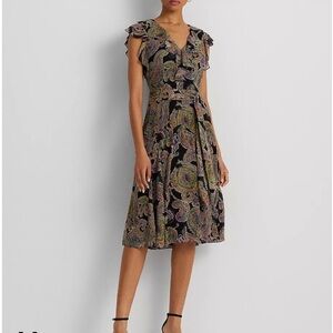 Lauren Ralph Lauren
Women's Paisley Belted Crinkle Georgette Dress size 16